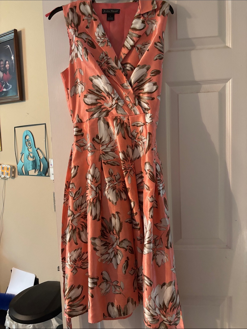 Jessica Howard Coral Floral a line Midi Dress